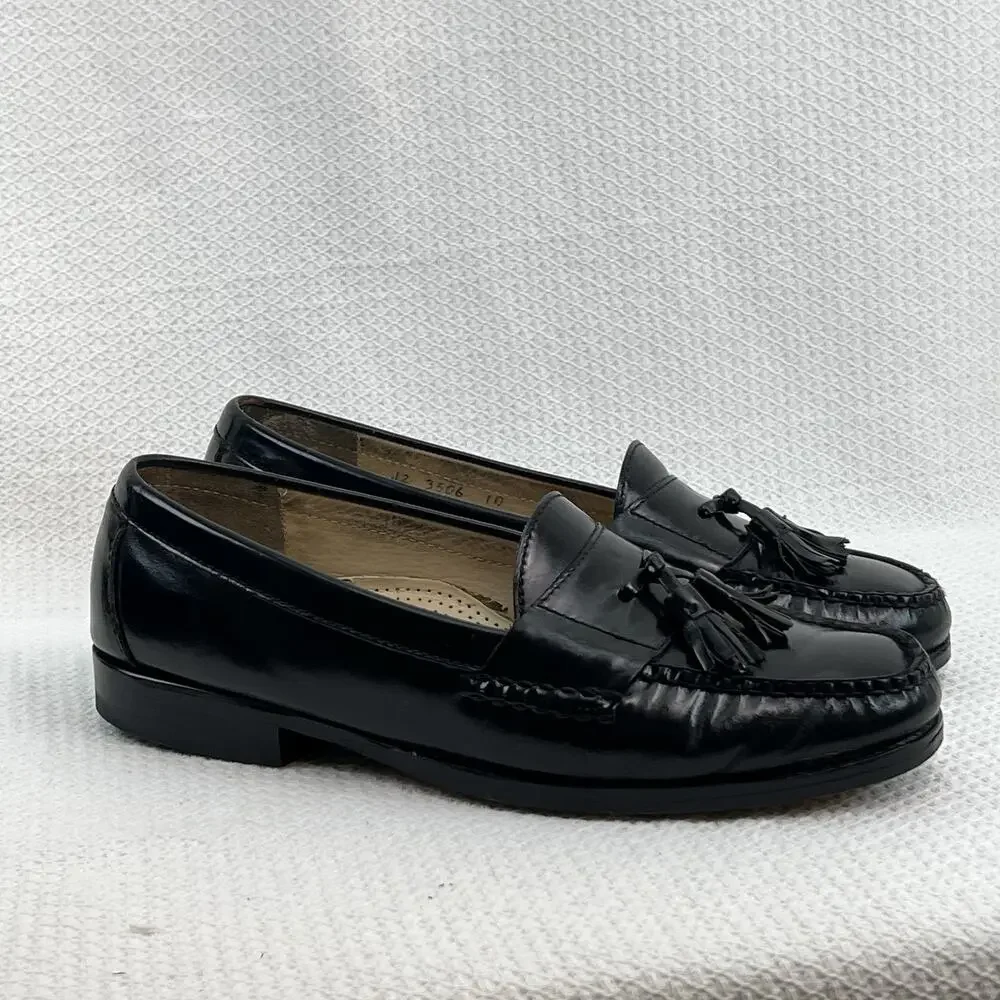 Cole Haan Mens Pinch Tassel Loafers Black Leather Sz 10 Slip On Business Preppy